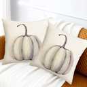 Fall Decorations White Pumpkin Throw Pillow Covers 16x16 Set Of 2 Autumn Outdoor Pumpkins Pillows Cover Teal Gray Thanksgiving Decorative Pillow Case Farmhouse Cushion Cover for Couch Bed Sofa Decor
