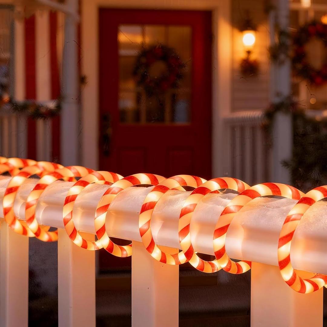 Vigdur Christmas Candy Cane Lights - 30FT 360 LEDs Candy Cane Rope Lights Outdoor Waterproof, Connectable Christmas Rope Lights for Holiday Party Home Patio Indoor Xmas Decorations