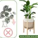 Flower Pot Rattan Plant Stand Planter with Stand, Tall Indoor Boho Woven Wicker Storage Basket with Adjustable Wood Shelf (White & Brown)