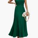 PRETTYGARDEN Women's Summer Maxi Dresses 2026 Trendy Casual Button V Neck Ruffle Cap Sleeve Long Flowy Spring Pleated Dress XL