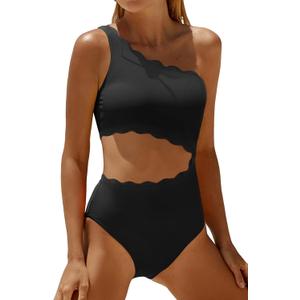 Women's One Piece Swimsuit- One Shoulder Bathing Suit Cutout Tummy Control Swimwear
