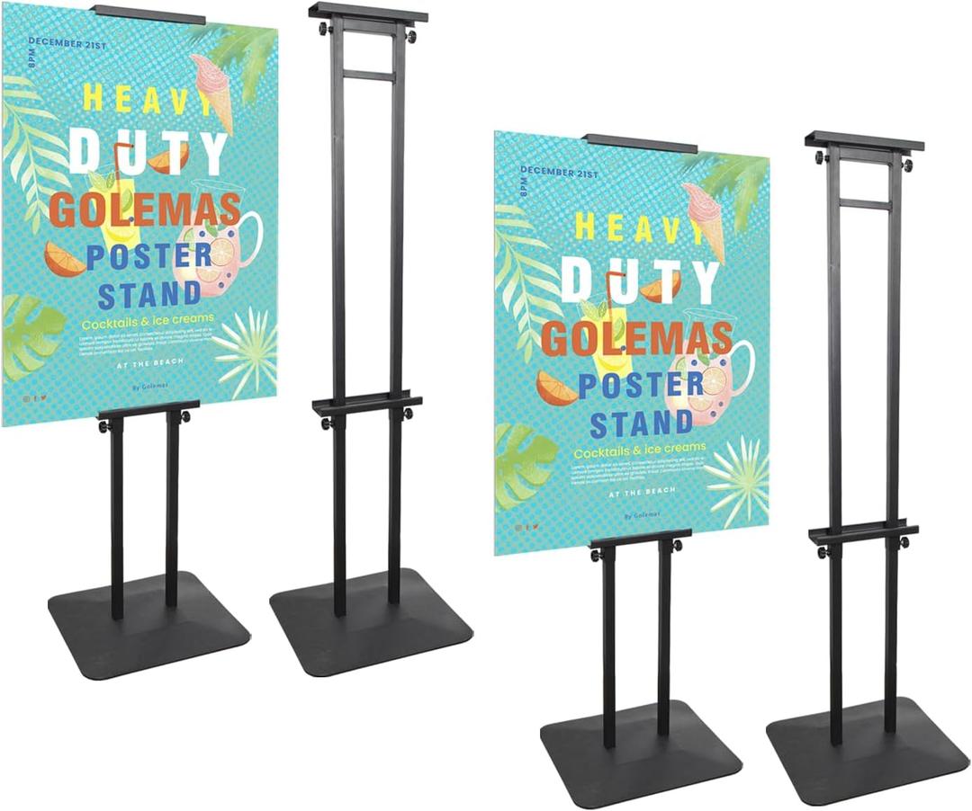 Poster Board Stand for Display, Floor Sign Holder for Banner Foam Board with 5.2lb Super Heavy Duty Base, Double Sided Display and Height Adjustable, for Business Advertising (4Pack)