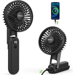 EasyAcc 3 IN 1 Handheld Fan, 5000mAh Mini Handheld Fan [Ultra Quiet Powerful]-5 Speeds/Backup Power/SOS Light/Digital Display/Lanyard- for Travel/Cruise/Summer/Concerts/Lash Black, Pack of 2