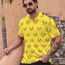 Mens Golf Polo Shirts - Hawaiian Print Golf Shirt for Men Quick-Dry Moisture Wicking Casual Breathable Polo Shirt (Yellow, XL)