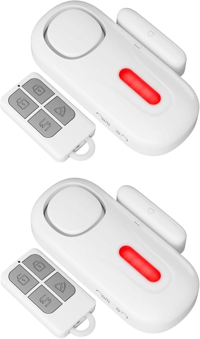 Door Alarms When Opened with Remote, Window Sensor Alarms for Home Security, Door Chime Door Security Sensor, Pool Alarm for Kids Safety, Dementia, Sliding Glass Door(2 Pack, White)