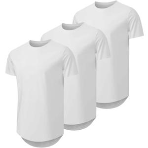 Mens 3 Pack Crewneck T-Shirts Multipack Short Sleeve Hipster Hip Hop Longline Classic Tee Tops (Medium)