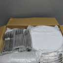 Goodluck 600 Piece Disposable Silver Plates for 100 Guests, Plastic Dinnerware Set of 100 Dinner Plates, 100 Salad Plates, 100 Spoons, 100 Forks, 100 Knives, 100 Cups, Plastic Plates for Party