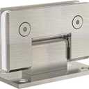 90 Degree Glass Shower Door Hinges, Heavy Duty Brushed Nickel Glass Door Hinge for Bathroom, 1 PCS 304 Stainless Steel Shower Door Hinges for 1/4" to 1/2" Frameless Shower Door