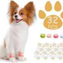 Disposable Dog Booties for Dog Cats,32Pcs Pet Booties Waterproof and Breathable with Adjustable Bandage,Paw Socks Protector for Small Medium Large Dogs(S,Paw Width:1.18~1.77in)