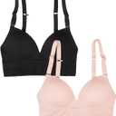 A Fresh Collection Confidence Boost Seamless Push Up Bra 2 Pack (Beige, L)