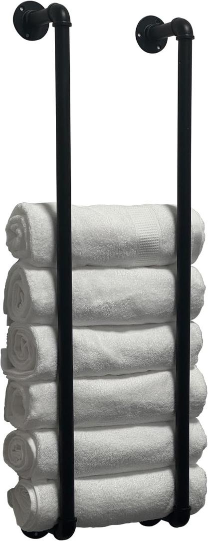 Towel Racks for Bathroom Wall Mounted 36 Inch,Industrial Pipe Storage Organizer Towel Holder(Black)