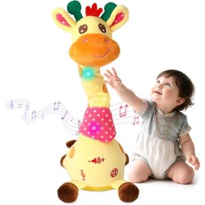 LLUKEME Dancing Giraffe Stuffed Animal Baby Toys Singing Song Toddlers Toy Repeats What You Say Glowing Musical Toy for Baby Birthday Gift