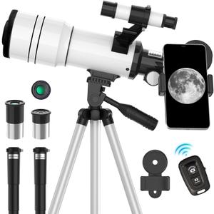 ToyerBee Telescope for Adults and Kids, 70mm Aperture Refractor Telescope for Astronomy Beginners, 15X150X Magnification, 300mm Portable Telescope with Phone Adapter and Wireless Remote