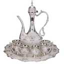 SEEK RARE Large Vintage Turkish Tea Set Coffee Service Set Teapot Sets for Adults Home Party Decor Silver White