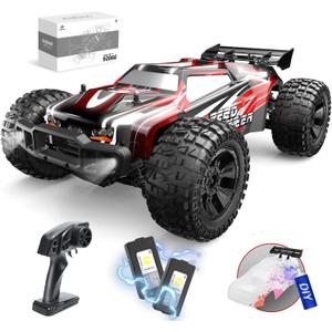 DEERC 9206E DIY Extra Shell 1:10 Scale Large RC Cars,48+ KM/H Hobby Grade High Speed Remote Control Car for Adults Boys,All Terrain 4WD 2.4GHz Off Road Monster RC Truck with 2 Battery for 40+ Min Play