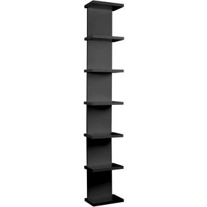 7 Tier Wall Shelf Unit - Lack Floating Shelf, Compact Display Floating Shelves, Vertical Column Wall Decor Mount Floating Storage Organizer Tall Tower Shelves for Bedrooms, Living Rooms,Black