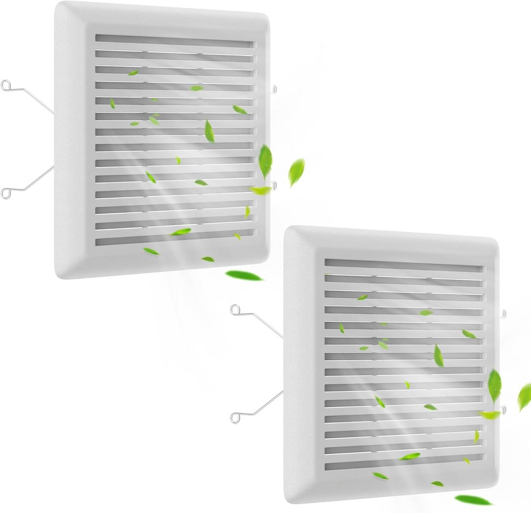 C350GN Bathroom Plastic Grille Cover with Springs for Broan-NuTone 695 and 696N Ventilation Fans, S97017068 Replacement for Broan-NuTone Wall-Mount Exhaust or Bathroom Vent Fan Grille, 2 Pack