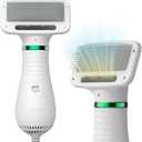 Dog Hair Dryer, 2-in-1 Dog Blow Dryer with Slicker Brush, 300W Pet Hair Dryer for Small and Medium-Sized Dogs and Cats, Dog Grooming Dryer Portable ＆ Adjustable Temperature White