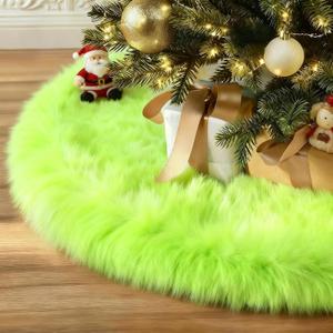 iMucci 60inch Christmas Tree Skirt Wool Fur Green Tree Skirt Small Tree Skirts Green Trees Skirt Holiday Party Decoration