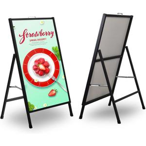 A Frame Sign Heavy-Duty 24x36 Inch Sandwich Board Sidewalk Sign Poster Stand Outdoor Portable Folding A-Frame Suitable for Store Advertising Poster Display, BlackFrame Only