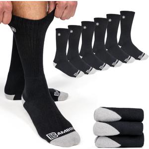 Premium Bamboo Rayon Crew Work Socks- Moisture Wicking, Odor Eliminating Crew Socks for Men