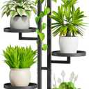 iDavosic.ly 4 Tier Plant Stand Indoor Outdoor, Tiered Corner Multiple Flower Pot Holder Shelf, Metal 34 Inch Tall Display Rack for Patio Porch Living Room Garden Balcony Bedroom, Black