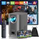 [Electric Focus] Projector with WiFi and Bluetooth, Native 1080P 15,000 Lumens 4K Supported, Agreago Outdoor Movie Projector for Home Theater UP to 300", for iOS/Android/TV Stick/HDMI/USB (Gray)