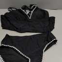 ZAFUL Black Tankini Tops for Women V Neck Push Up Swim Top Color Block Tummy Control High Waisted Swim Bottom Cheeky Bathing Suits for Women (Black L)