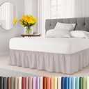 Wrap Around Dust Ruffle Bed Skirt - Light Grey - for King Size Beds with 15 Inch Drop - Elastic Strap - Adjustable Pleated Bedskirt with Brushed Fabric and Wrinkle Free - for Women, Men, Kids & Teens
