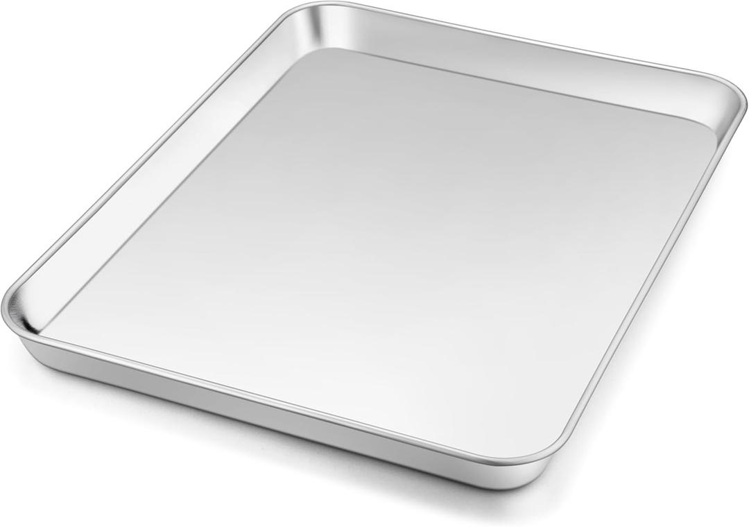 12.5 Inch Baking Sheet Pan, Joyfair Stainless Steel Cookie Sheet Toaster Oven Tray, Professional Bakeware for Cookie/Bacon/Bread, Rolled Rim & Mirror Finish, Rust Resistant & Dishwasher Safe