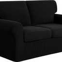 SUBRTEX 5 Pieces Stretch Sofa Slipcover Sets Couch Cover Sets Backrest Cushion Covers Furniture Protector Collection Set for Oversize Sofa Loveseat Chair Slip Covers(Medium, Black)