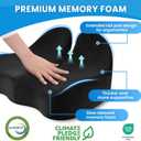 CushZone Seat Cushion, Ergonomic Memory Foam Seat Cushions for Office Chairs, Car, Long Trip, Desk Chair, Lab, Extra Large Size for Sciatica & Hip & Tailbone Pain Relief, Sciatica Support (Black)