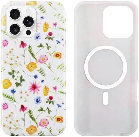 J.west Case for iPhone 16 Pro Max 6.9 inch | Compatible with MagSafe,Shockproof Protective iPhone 16Pro Max Phone Case for Women Floral Botanica Wildflowers
