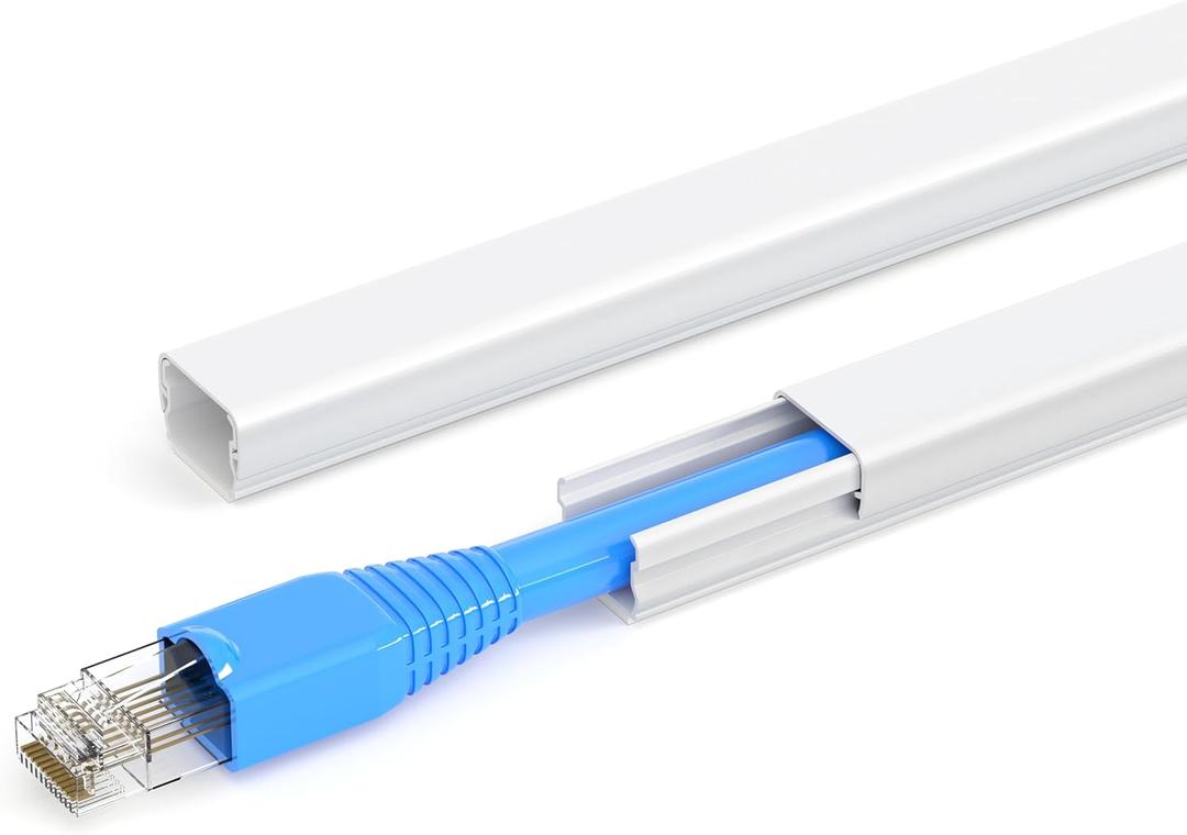 Cord Hider for One Wire, 102in Cable Hider Concealer, Paintable Wall Wire Covers, PVC Cable Management Raceway for A Thick Extension Cord, 6 x L17in W0.59 H0.4in, White