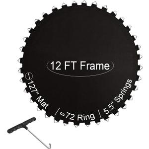 Ketofa 12FT Trampoline Mat Replacement, Fits 5.5" Springs 72 80 V-Hooks Round Trampoline Frame,Premium Trampoline Jumping Mat (Excluding Frame and Spring)