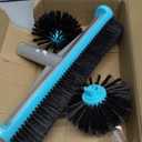 Swimming Pool Brush Head with Round Ends,17.5" Heavy Duty Aluminum Back Head for Cleans Walls, Tiles & Floors, 7 Rows Premium Nylon Bristles with EZ Clips (Blue Black)