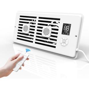 SoulBay 4x10 Inch Smart Register Booster Fan with Remote and Thermostat Control - Quiet AC Vent Booster Fan for Year-Round HVAC Efficiency, 10-Speed Adjustable, Auto Summer/Winter Modes