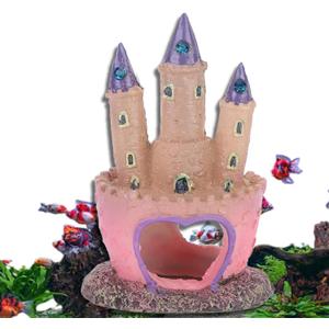 Castle Aquarium Decoration for Freshwater and Saltwater Fish Tanks Ornament Aquarium Decorations, PINK Aquarium Resin Castle Decoration Fish Tank Castle Cave Hideouts House Plants Supplies Accessories