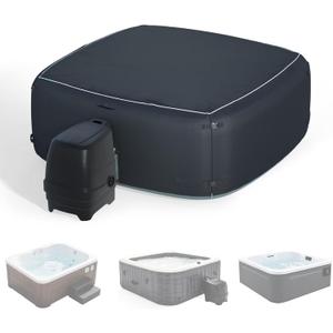 XCZ Portable Hot Tub Cover, Inflatable Hot tub Full Coverage - Waterproof, Sun Protection, dust Proof, Suitable for 94 "Inflatable hot tub spa,Square (Gray, Cover only)