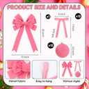 25 Pcs Pink Velvet Tree Topper Christmas Ornaments Include Large Christmas Bows Tree Topper 12 Xmas Velvet Balls 12 Pink Bows for Xmas Holiday Door Fireplace Wall Party Decor