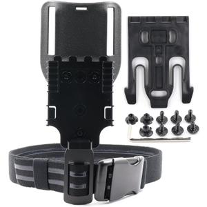 Qls Quick Locking System Kit with Locking Fork & Receiver Plate & 2.2" Mid Ride Belt Loop & Drop Swivel Adapterhe, with Thigh Strap for Holster (Black)