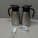 2 PCS 68 OZ Thermal Coffee Carafe, Insulated Stainless Steel Coffee Carafe Double Walled Vacuum Thermal Pot Flask with Brushes Thermos for Keeping Hot Coffee Tea Home and Office (Silver)