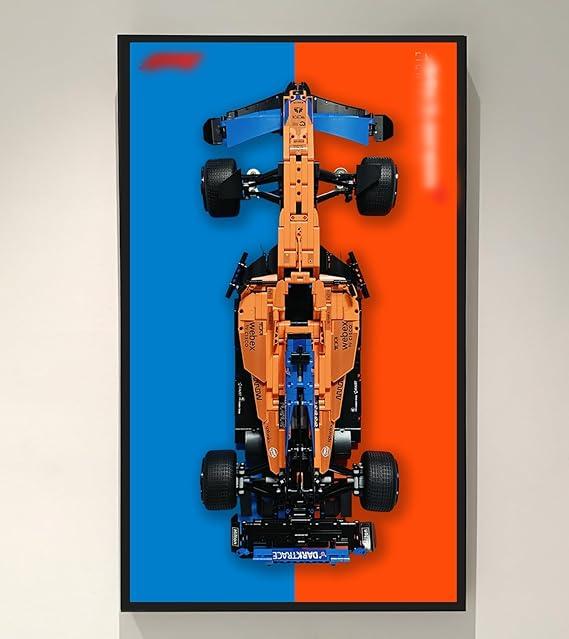 WETCEAOM Display Wallboard for Lego Technic 42141 McLaren Formula 1 2022 Replica Race Car, Gift Ideas for Lego Car Wall Mount Frame Fans, Compatible with Mclaren F1, 19.7 x 31.5 in, No Model!