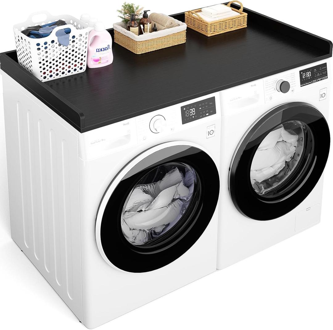 Aheaplus Washer and Dryer Countertop, Laundry Room Organization, Black, 54"D x 27.5"W x 2.4"H