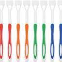 Boao 8 Pieces Three Sided Toothbrush Autism Travel Sensory Toothbrush for Complete Teeth and Gum-Care, Great Angle Bristles Clean Each Tooth, Soft/Gentle (Green, Blue, Yellow, Red)
