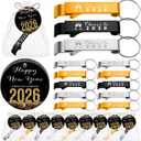 Yiyiring 30 Sets 2026 New Year's Eve Party Supplies Bottle Opener Keychains 2026 Happy New Year Cards with Bags Eve Gifts for Coworker Family Staff Friends Staff Party Decoration