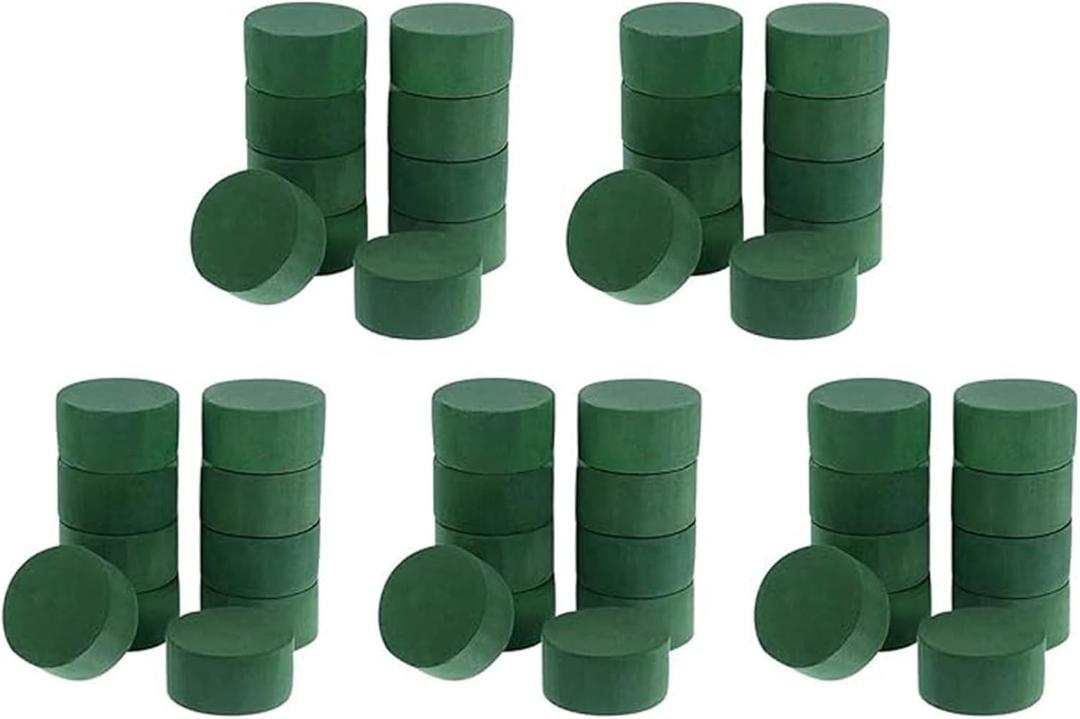 50Pcs Wedding Aisle DIY Craft Floral Arrangement Water-Absorbing Home Garden Green Flower Foam Fresh-Keeping Round Brick