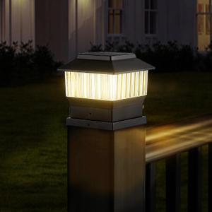 50 Lumen Solar Post Lights, 3 Modes Outdoor Deck Fence Post Cap Lights - 4x4 3.5x3.5 4.5x4.5 or 5.5x5.5, LED Landscaping Patio Garden Yard Decoration Waterproof (1 Pack, Black)