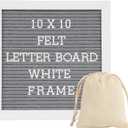 Letter Board Sign White Frame 10x10 - Felt Letter Board Baby Announcement Board with Typewriter Letters, White Letter Board Sign Board&Message Board with Stand and Canvas Bag.