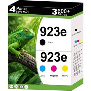 923e Ink Cartridges Combo Pack Replacement for HP 923 XL 923XL Work with OfficeJet 8120, 8122, 8124e, Pro 8135e, 8138e, 8139e, 8130e, 8132e Printers with V25.2.1 Chip 4- Pack Cyan Magenta Yellow Black